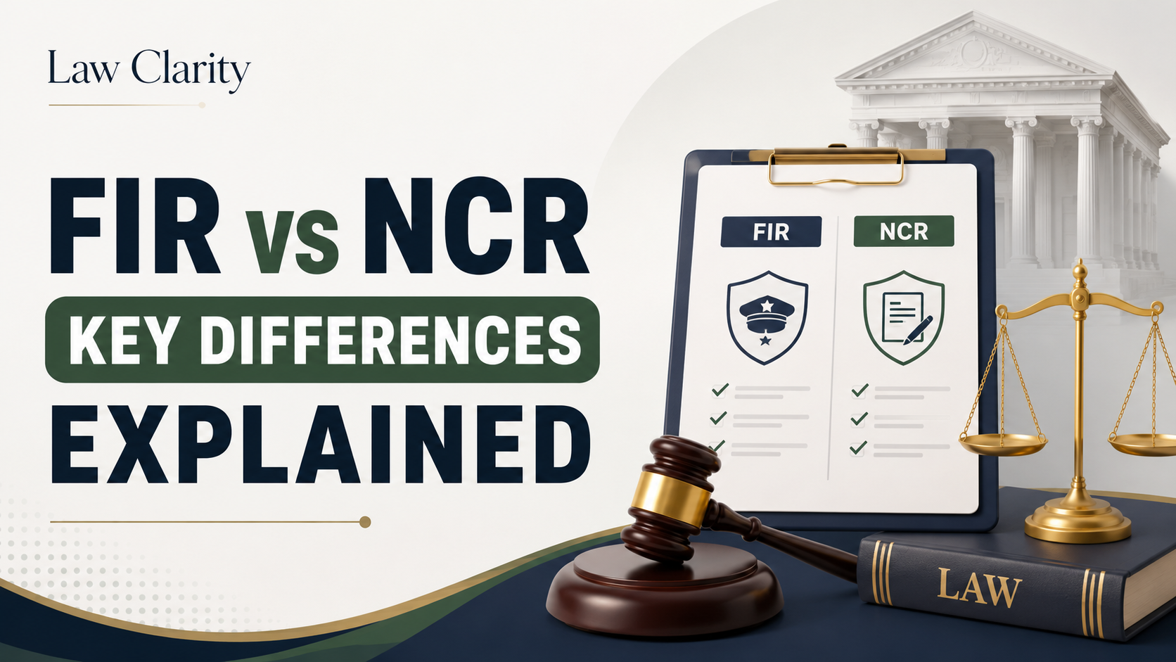 Difference Between FIR and NCR in India 2026: Key Differences Explained legal guide by LawClarity